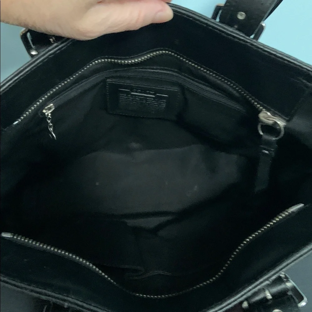 Coach Hampton Black Leather Tote Bag #F10194 - Picture 6 of 13